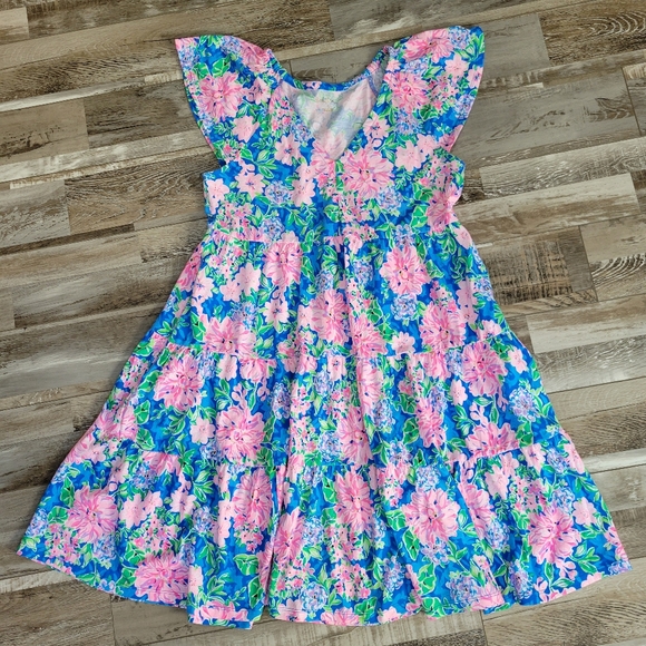 Lilly Pulitzer Kawai Flutter Sleeve Dress Spring In Your Step Size Small - Picture 2 of 7